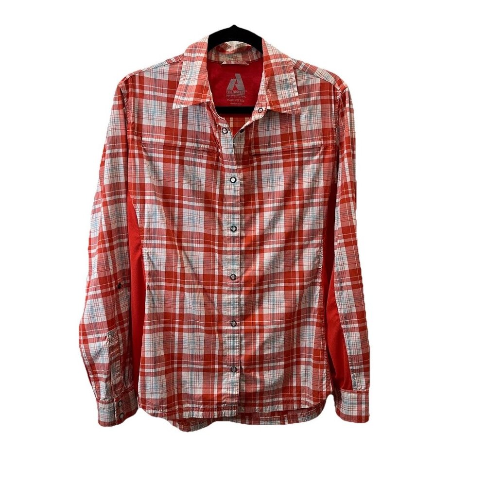 Eddie Bauer Whittaker First Ascent Womens Snap Button Top Plaid Red Size TXL